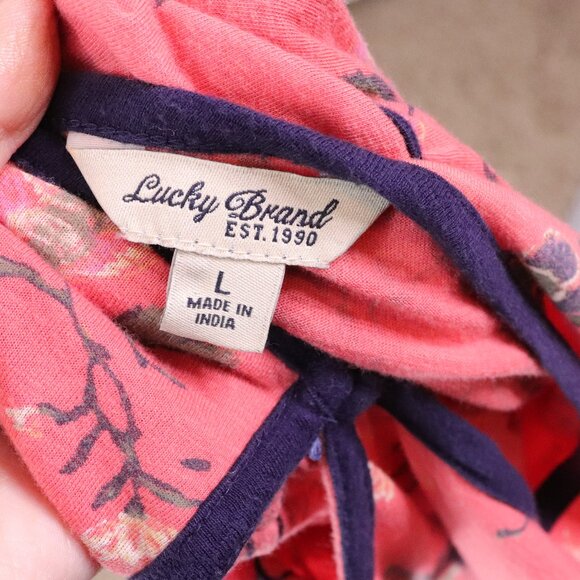 Lucky Brand | Floral Boho Long Sleeve Top Keyhole Large - Picture 5 of 6